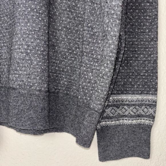 Banana Republic Sweater Men's Large Fair Isle Pullover Wool Cashmere Gray, White - Picture 15 of 16